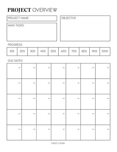 Free Project Planner Printable And Overview Pdf Sheets Project Planner