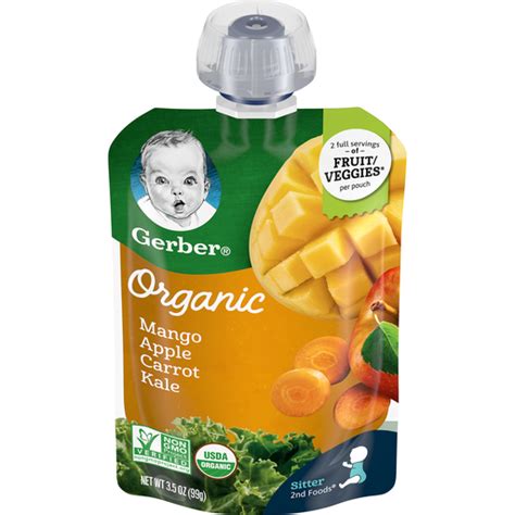 Gerber Organic Mangoes Apples Carrots And Kale 2nd Foods Organic Baby