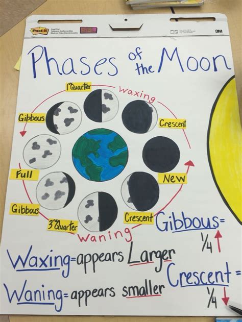 Phases Of The Moon Anchor Chart 4th Grade First Grade Science Fourth