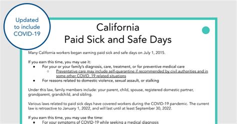 CA Paid Sick And Safe Days Google Slides