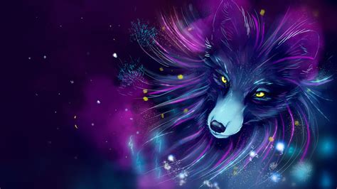 Hd wallpapers and background images. Download wallpaper 2048x1152 fox, art, space, purple ...