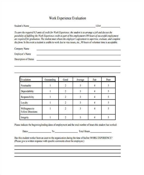 Free Work Evaluation Form Samples In Pdf Hot Sex Picture