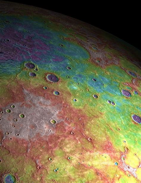 Mercury Scanned By A Laser Radar The Various Colors Indicate Elevation