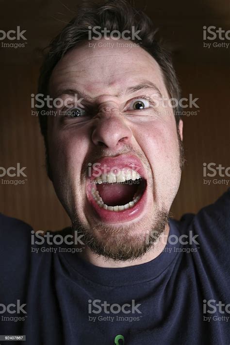 Angry Crazy Man Yelling At Viewer Stock Photo Download Image Now