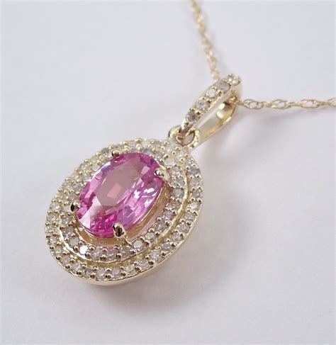 Pink Sapphire And Diamond Pendant Necklace Gold Necklace Elegant