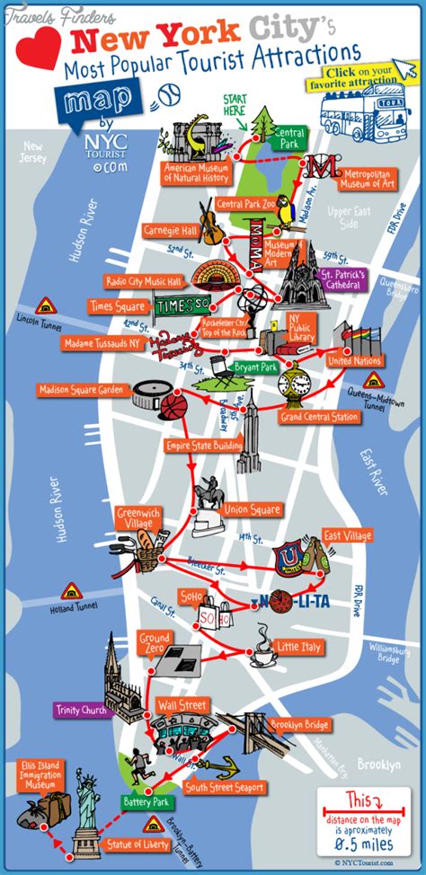 New York Map Tourist Attractions - TravelsFinders.Com