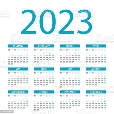 Calendar 2023 Symple Layout Illustration Week Starts On Monday Calendar