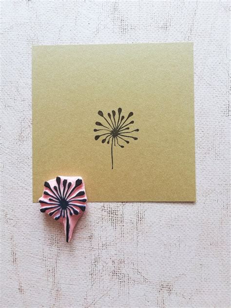 Dandelion Rubber Stamp For Bullet Journal Wild Flower Etsy Paper
