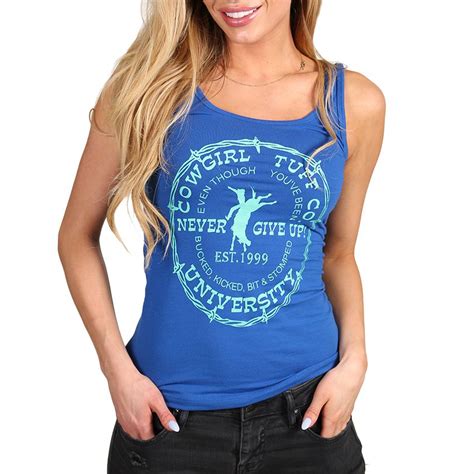 Cowgirl Tuff Womens Never Give Up Graphic Tank Women