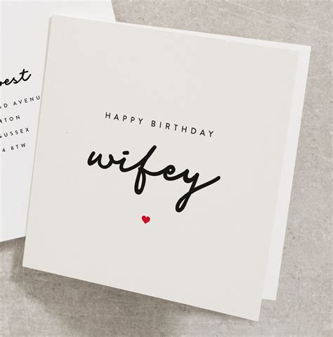 Happy Birthday Wifey Birthday Card For Wife For Her Birthday Etsy