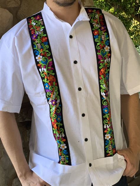 Mexican Embroidered Guayabera Mens Guayabera Mexican Etsy Mexican