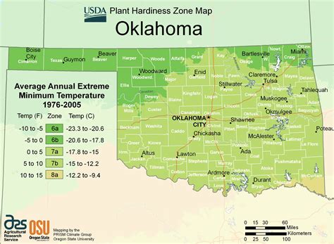 Oklahoma Plant Hardiness Zone Map •