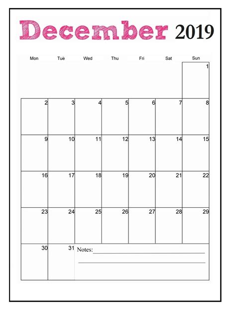 Printable Calendar Vertical