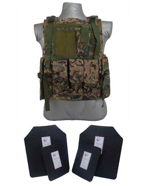 4 Pc Level Iii Ar500 Body Armor Bearcat Molle Vest Spall Coated