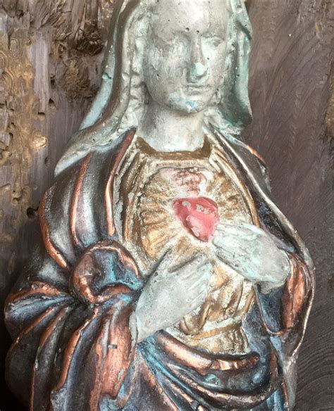 Immaculate Heart Of Mary Statue Etsy Mary Statue Statue Blue And Copper
