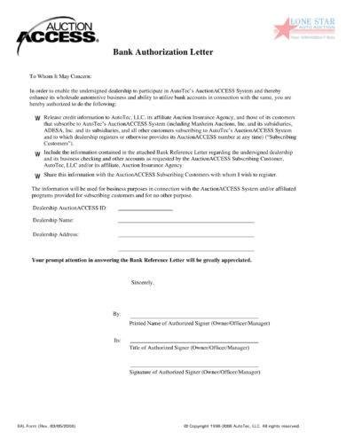 If you are unable to apply in person, you may send someone with an informal letter of authorization signed by you with. Letter Of Authorization To Use Utility Bill To Open Account : 22 Printable Sample Mortgage ...