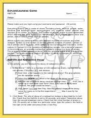 The amount of time it takes for half of the radioactive particles to decay. Half Life Gizmo Activity (1) - DO NOT WRITE ON THIS ...