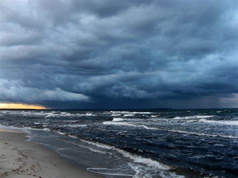 Wallpaper Sunset Sea Sky Storm Beach Clouds Denmark Day Waves