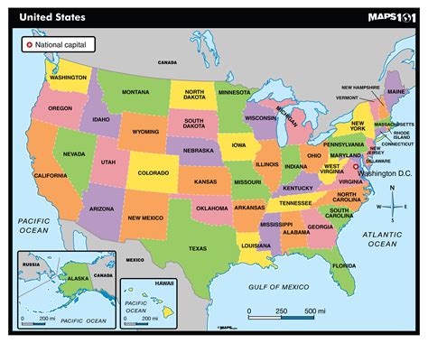 Drab Political Map Of United States Free Images