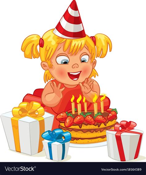 Little Girl Having Fun Celebrating Her Birthday Vector Image