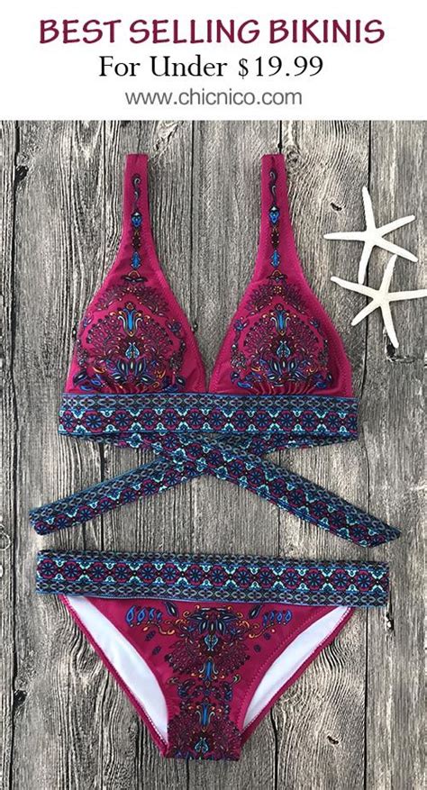 For Only 2299 Bikini Purple Floral Print Bohemian Style Swimsuit
