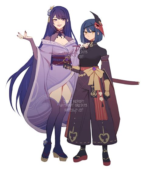 raiden shogun and kujou sara (genshin impact) drawn by emorboobs | Danbooru