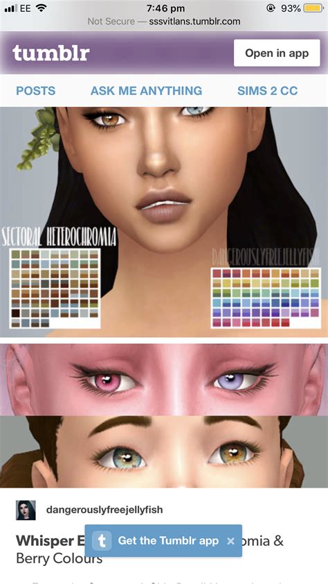An Image Of Different Colored Eyes On The Webpage For Tumbr Which Has Been