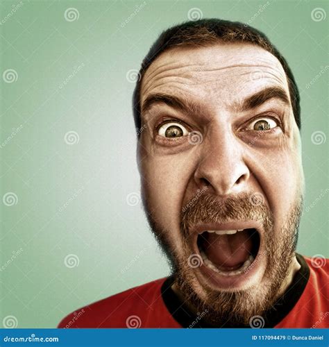 Screaming Face Of Shocked Funny Man Stock Image Image Of People Head 117094479