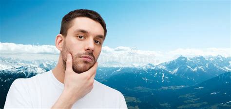 Beautiful Calm Man Touching His Face Stock Image Image Of Charming