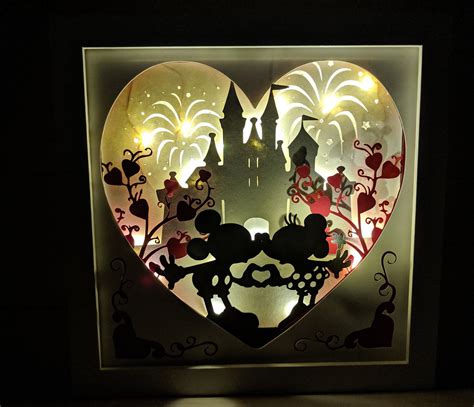 Inspired Mickey & Minnie Mouse light up shadow box Disney | Etsy