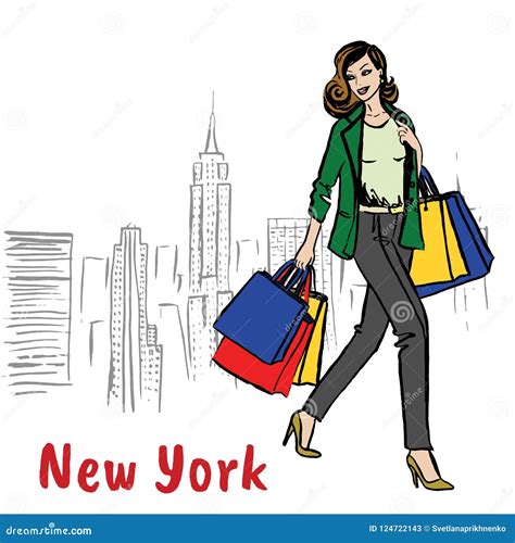 woman in new york stock vector illustration of york 124722143