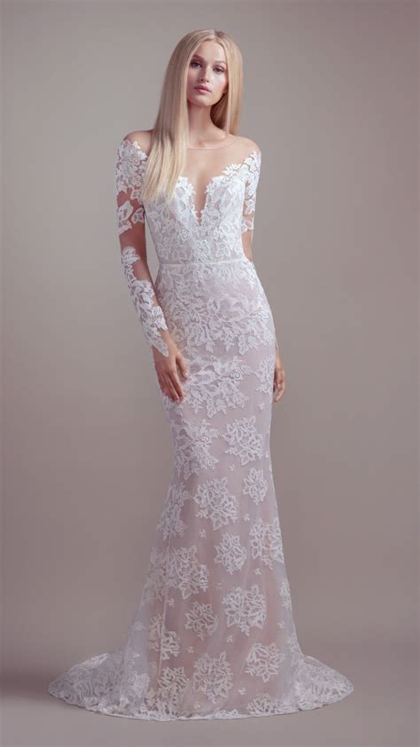 Off The Shoulder Long Sleeve Illusion Lace Wedding Dress From Blush By