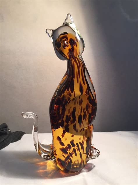 Murano Art Glass Cat Statue Figurine 8 Boho Hand Etsy