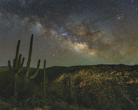 The Sonoran Desert Of Southern Arizona At Night Arizona