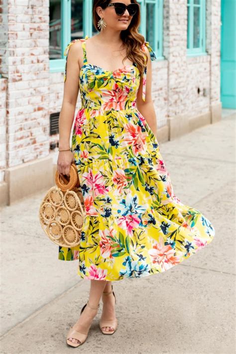 Eliza J Yellow Floral Midi Dress In New York City Style Charade