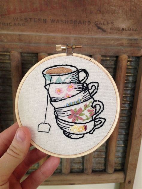 Stacked Teacups Embroidery Embroidery Patterns Vintage Learn