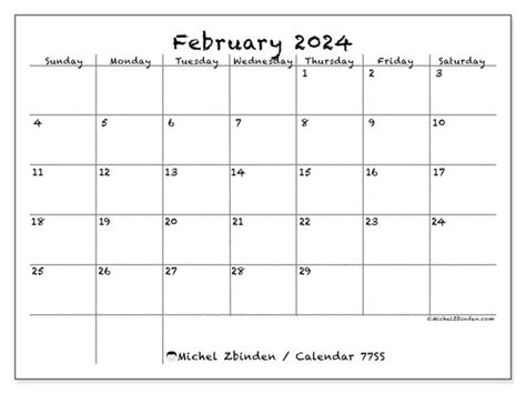 Calendar February 2024 77ss Michel Zbinden Au