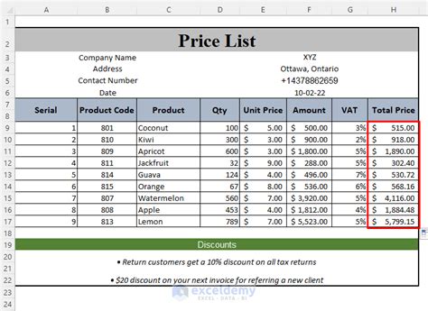 How To Make A Price List In Excel Step By Step Guidelines Exceldemy