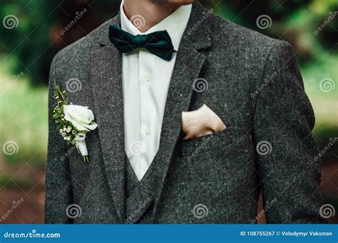 Groom At Wedding Tuxedo Smiling And Waiting For Bride Rich Groo Stock Image Image Of
