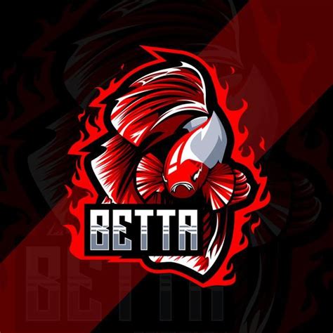 Betta Fish Mascot Logo Esport Template Design In 2021 Betta Betta