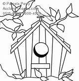 Birdhouse Bird Clipart Clip Coloring Drawing Cute Draw Embroidery Illustration Cliparts Houses Birds Drawings Designs Template Line Birdclipart Patterns Use sketch template