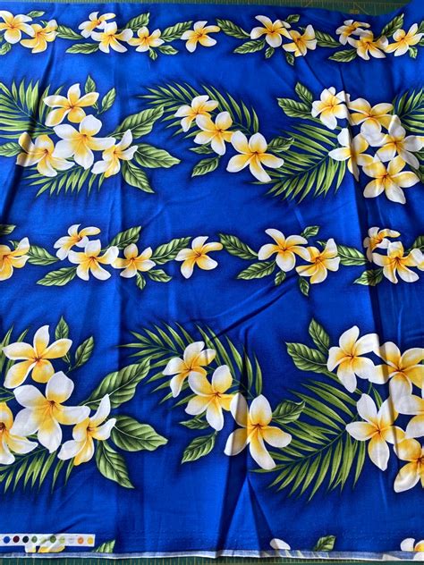 12 Yd Tropical Plumeria Flower Hawaiian Print Cotton Fabric Etsy