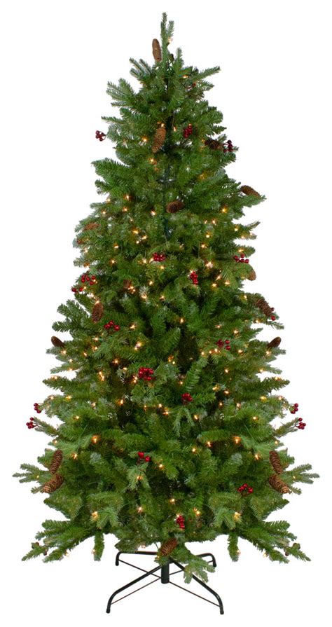 65 Pre Lit Mixed Winter Berry Pine Artificial Christmas Tree Clear