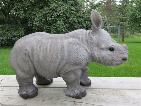 Rhinoceros Baby Standing Figurine Resin African Wild Animal Statue New