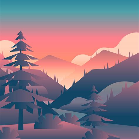 Mountain Sunset Landscape First Person View 252024 Vector Art At Vecteezy