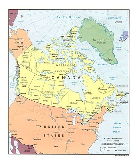 Detailed Political And Administrative Map Of Canada With Major Cities