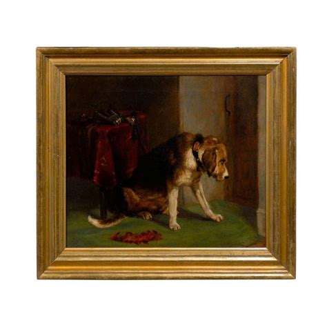 19th Century English Dog Oil On Canvas Painting After Landseers