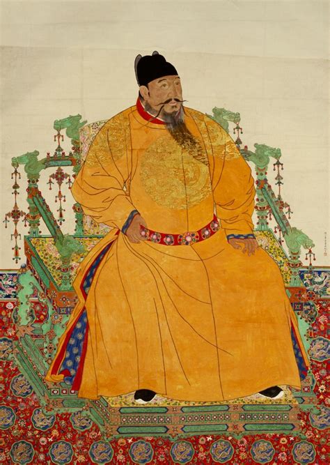 Chinese Zhu Di Ming Dynasty Yongle Emperor Ink And Colour On Silk The