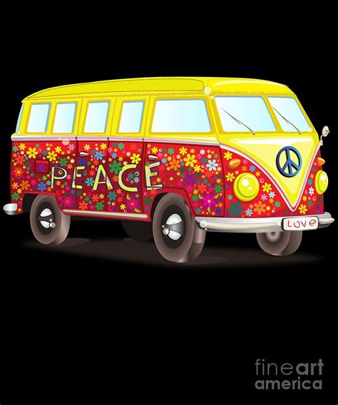 Peace And Love Hippy Van Digital Art By Flippin Sweet Gear Pixels