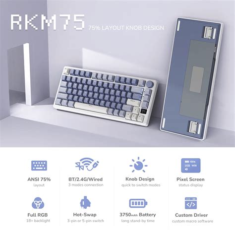 Mua RK ROYAL KLUDGE M75 Mechanical Keyboard 2 4GHz Wireless Bluetooth